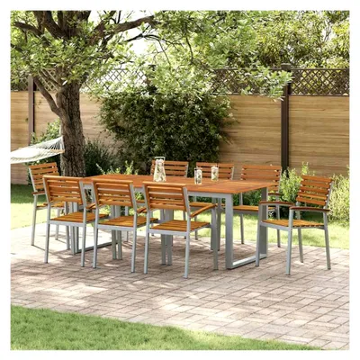 Produktbild von Stapelbare Gartenstühle 8 Stück aus Akazie und Metall, Gartenmöbel für Balkon und Outdoor