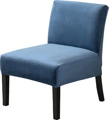 Produktbild von Stuhlhusse ohne Armlehnen, Abnehmbare Armlos-Stuhlhusse, Stretch-Armloser Stuhl Schonbezug, Rutschfeste Sofa-Couch Abdeckung(Marineblau, Samt)