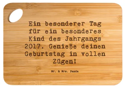 Produktbild von Mr. & Mrs. Panda Schneidebrett Spruch 2017 Geburtstag - Transparent - Geschenk, Glückwunsch, Liebe, Brett, Happy Birthday, Geburtstagsjahr, jausenbrett, Alter, Holzbrett