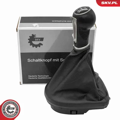 Obrázek produktu pro ESEN SKV hlavice řadicí páky 5stupňová, černá/stříbrná, plast a syntetická kůže, pro SEAT Leon hatchback (1P1), Altea XL (5P5, 5P8) a Altea (5P1)