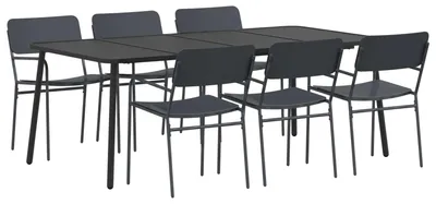 Imagen del producto de Conjunto de comedor 7 uds. Antracita Acero