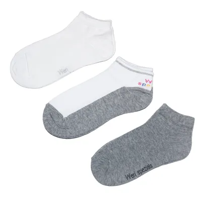 Productafbeelding van Kousen voor sneakers, 3-pack, katoen, sportmodel, grijs-wit, maat 35-38