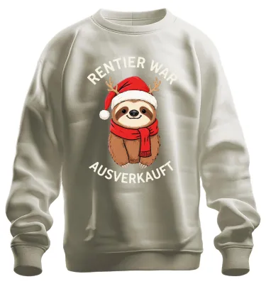 Produktbild von Rentier war t Faultier Weihnachten lustig Geschenk Sweatshirt Pullover, Natur, S