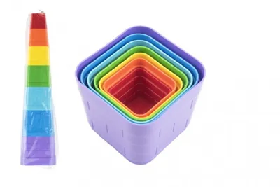 Produktbild von Kubus Pyramidenpuzzle Kunststoff quadratisch bunt 7tlg. 12m+