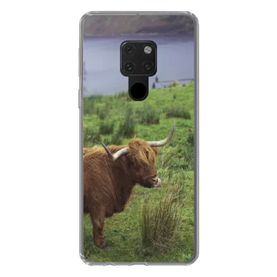 Produktbild von MuchoWow® Handyhülle Schutzhülle Hülle für Huawei P40 Lite Schottische Highlander - Gras - Wasser - Tiere Silikon Softcase Handy Hülle - Handy