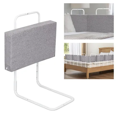Immagine prodotto di Ikodm, 1 unità, ringhiera da letto di 50 cm, colore lino, protezione per letto per bambini, regolabile in altezza con 5 fori, protezione anticaduta per lettini e letti familiari