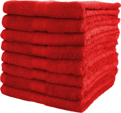Produktbild von Frottier Handtücher 8er Pack 50x100cm, 100% Baumwolle, Rot