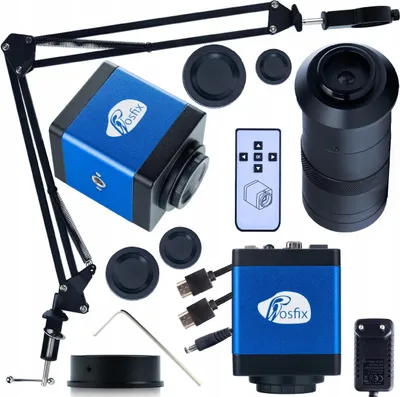 Obrázok produktu pre Rosfix Sada Draco Blue PRO KMDBP-HDMI-VGA - Digitálna Mikroskopická Kamera 2MP So 100x Objektívom s Bajonetom C a Statívom | HDMI/VGA