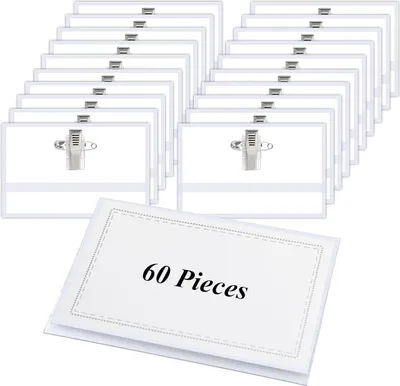 Produktbild von Namensschilder 60 Stück PVC Ausweishalter mit Clip Transparent 90 x 56 mm