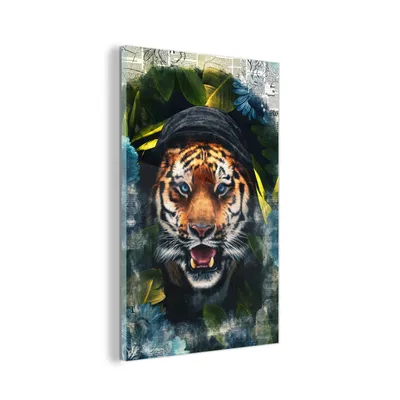 Obrázok produktu pre MuchoWow® Sklenené obrazy - Obrazy na stenu - Foto na skle Tiger - Noviny - Kvety 80x120cm Nástenná dekorácia zo skla - akrylový sklenený obraz - akrylové