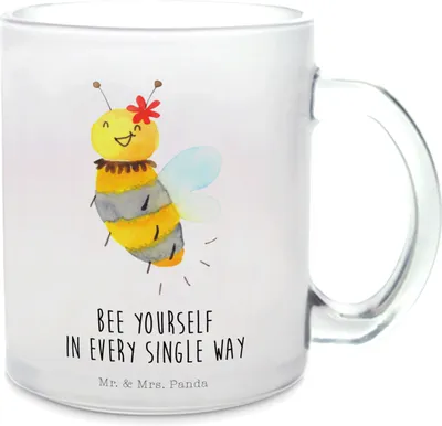 Produktbild von Mr. & Mrs. Panda Teetasse Biene Blume - Transparent - Geschenk, Häferl, Pott, Glasbecher, Teeglas, Tee Tasse