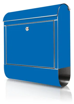 Produktbild von banjado Edelstahl Briefkasten mit Zeitungsfach mit Motiv Signalblau großer Design Postkasten rostfrei, A4 Einwurf [BKGE2-0020]