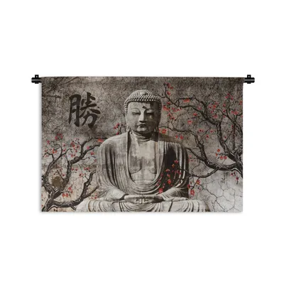 Obrázek produktu pro MuchoWow® Tapiserie Věšení na zeď Buddha - Socha - Strom 150x100 Tapiserie dekorace Nástěnná šála