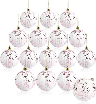 Produktbild von com-four® 16x Weihnachtskugeln, Christbaumkugeln bruchsicher aus Kunststoff für Weihnachten, Baumschmuck für den Christbaum mit Anhänger