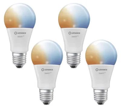 Produktbild von 4 x Ledvance LED Smart+ A60 Birne 9,5W = 75W E27 matt 1055lm CCT 2200K-6500K dimmbar App Alexa Google WiFi