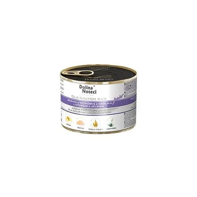 Produktbild von Dolina Noteci Junior Glutenfrei Premium Nassfutter für Kleine Hunde Reich an Kaninchenleber mit Hirschzungen 185g (6-er pack)