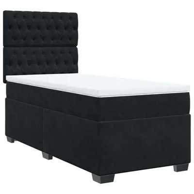 Produktbild von Boxspringbett mit Matratze Schwarz 90x200 cm Samt
