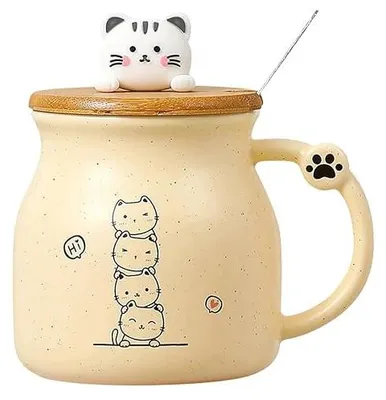 Zdjęcie produktu dla Filiżanka ceramiczna panda z pokrywką łyżeczka prezent dla dzieci