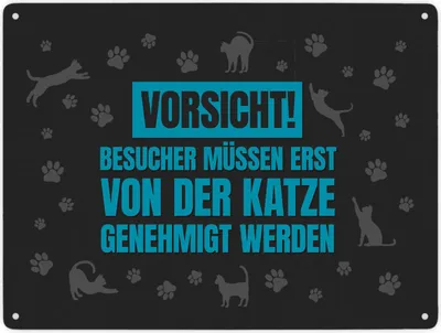 Produktbild von Besucher müssen erst von der Katze genehmigt werden Metallschild XXL
