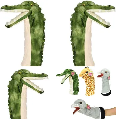 Produktbild von Handpuppe Krokodil , Plüsch-Tier Handpuppe Vogel -ca. 45 cm Lang , für Puppentheater,Puppenbühne and zuhause, 1 Stück
