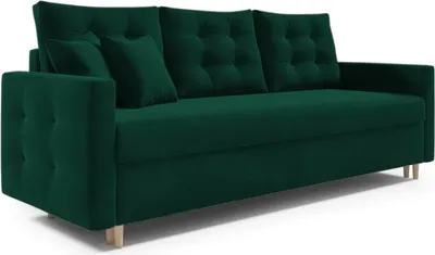 Produktbild von Schlafsofa PETI, Sofa mit Schlaffunktion und Bettkasten, Schlafcouch in Frabe: Grün, Veloursstoff
