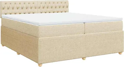 Produktbild von vidaXL Boxspringbett mit Matratze Creme 200x200 cm Stoff