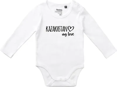 Produktbild von Huuraa Baby Body Kazakhstan my love 74 White  Baumwolle Fairtrade Langarmbody Geschenkidee