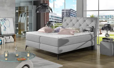 Produktbild von NABBI Gepolstert Doppelbett mit Stauraum Latium 160 - hellgrau
