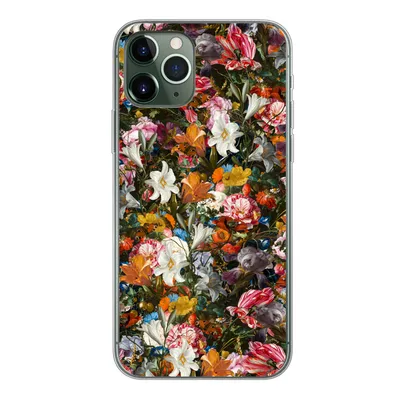 Produktbild von MuchoWow® Handyhülle Schutzhülle Hülle für iPhone 11 Pro Blumen - Schmetterling - Design - Kunst - Abstrakt - Malerei - Alte Meister Silikon Softcase Handy Hülle - Handy