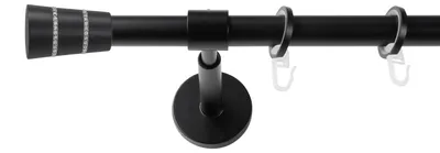 Produktbild von SN Deco Gardinenstange Rennes, 19 mm, 1-läufig, Stahl, Komplett-Set mit Ringen, geschlossener Träger, 300 cm, schwarz