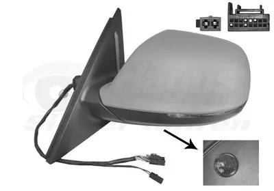 Produktbild von VAN WEZEL 0380817 Außenspiegel Seitenspiegel Links für AUDI Q5 (8RB) Asphärisch Beheizt mit Memory Grundiert