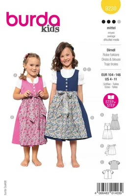 Kinderdirndl-Schnittmuster #9230, Papier, Größe 104-146