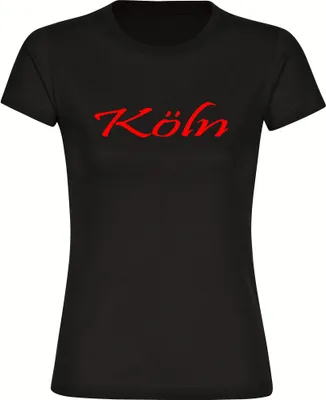 Produktbild von multifanshop Damen T-Shirt - Köln - Schriftzug, schwarz, Größe XXL