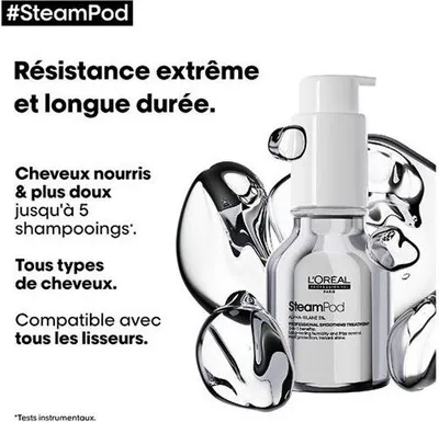 Image de Soin Lissant Professionnel Steampod L'Oréal Professionnel, Thermo-protecteur Alpha-silane, 50ml, Tous Types de Cheveux, Anti-frizz