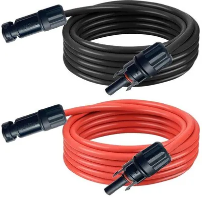 Obrázek produktu pro Solární kabel 4 mm² - prodlužovací kabel pro solární panely o délce 5 metrů s konektorem pro solární panely - červený/černý PV kabel pro fotovoltaické instalace s pocínovanými kontakty