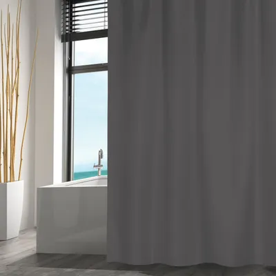 Produktbild von MSV Duschvorhang mit Ringen - dunkelgrau - Polyester - 1,8 x 2m