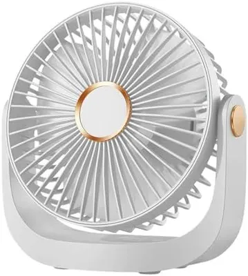 Produktbild von Tragbarer Schreibtischventilator mit Nachtlicht, Tischventilator 4000 mAh USB-Akku, 5 Geschwindigkeiten & 360° Drehung, Leiser Mini Klein Ventilator für Schlafzimmer, Büro, Camping & Küche