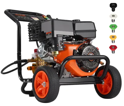 Produktbild von VEVOR Benzin Hochdruckreiniger, 4400 PSI 4,0 GPM, Benzinbetriebener Hochdruckreiniger mit Kupferpumpe, Spritzpistole und Verlängerungsrohr, 5 Schnellwechseldüsen, zum Reinigen von Autos, Häusern, Einfahrten, Terrassen, Horizontal-a, 4400 PSI