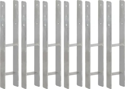 Image de Piquets de clôture 6 pcs Argenté 10x6x60 cm Acier galvanisé