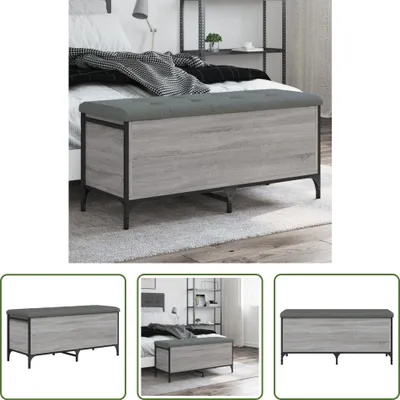 Immagine prodotto di The Living Store Panca con contenitore Grey Sonoma 102x42x45 cm Materiale a base di legno