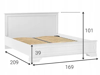 Produktbild von Doppelbett weiß matt 160x200 cm mit Lattenrost Provenzalischer Stil Bettgestell für Schlafzimmer