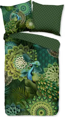 Produktbild von Muller Textil Bettwäsche Agatha, Baumwolle/Satin, Grün, 135x200 cm, Reißverschluss, atmungsaktiv, hautfreundlich, 2-teilig, Ganzjahresprodukt, passend für Einziehdecken bis 220 cm, Deutsche Konfektion