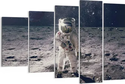 Produktbild von Bild auf Leinwand - Leinwandbild - 5 Teile - Mond Erde Astronaut - 150x100cm - Wand Bild - Wanddeko - Wandbilder - Leinwanddruck - Bilder - Wanddekoration - Leinwand bilder - Wandbild - EG150x100-4882