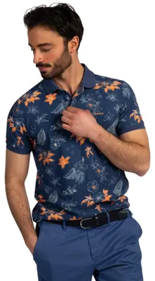 Produktbild von Dunkelblauwe Poloshirt New Zealand oranje Blumendruck