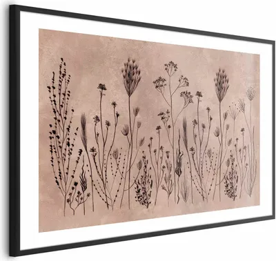 Produktbild von Posterpapier Poster - Field Flowers - black plants on a lime wash background 60x40 cm Blumen b-A-10447-ao-a