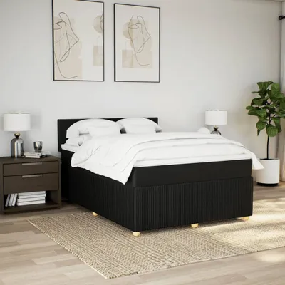Produktbild von Langlebige Boxspringbett mit Matratze Schwarz 140x190cm Stoff - Möbel925903 - Klassische BettenJugendbett Tagesbett
