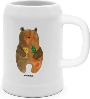 Produktbild von Mr. & Mrs. Panda Krug Bär Konfirmation - Weiß - Geschenk, Steinkrug, Steinbierkrug, Seidel, Evangelisch, Teddy, Humpen, Gottesdienst, Tonkrug, Kirche