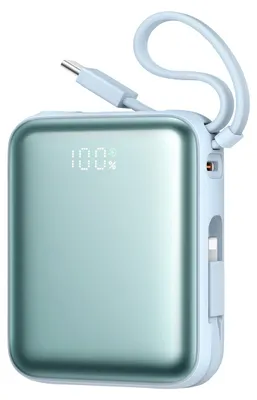 Image de Batterie externe Joyroom 22,5 W, 10 000 mAh, charge rapide avec deux câbles - Bleue