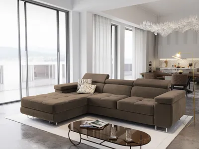 Produktbild von Masseno Ecksofa ELMA L-S mit Schlaffunktion L-Form, Sofa mit Bettkasten, Wohnzimmersofa, Couch, Soffa, Bettsofa, Couchgarnitur- Beige, MONOLITH 09