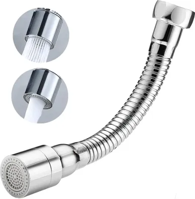 Produktbild von Flexibler Wasserhahn Verlängerung 14cm,Wasserhahn Aufsatz mit 2 Modi,Drehbarer WasserhahnAufsatz 360 Grad,Perlatoren für Wasserhähne